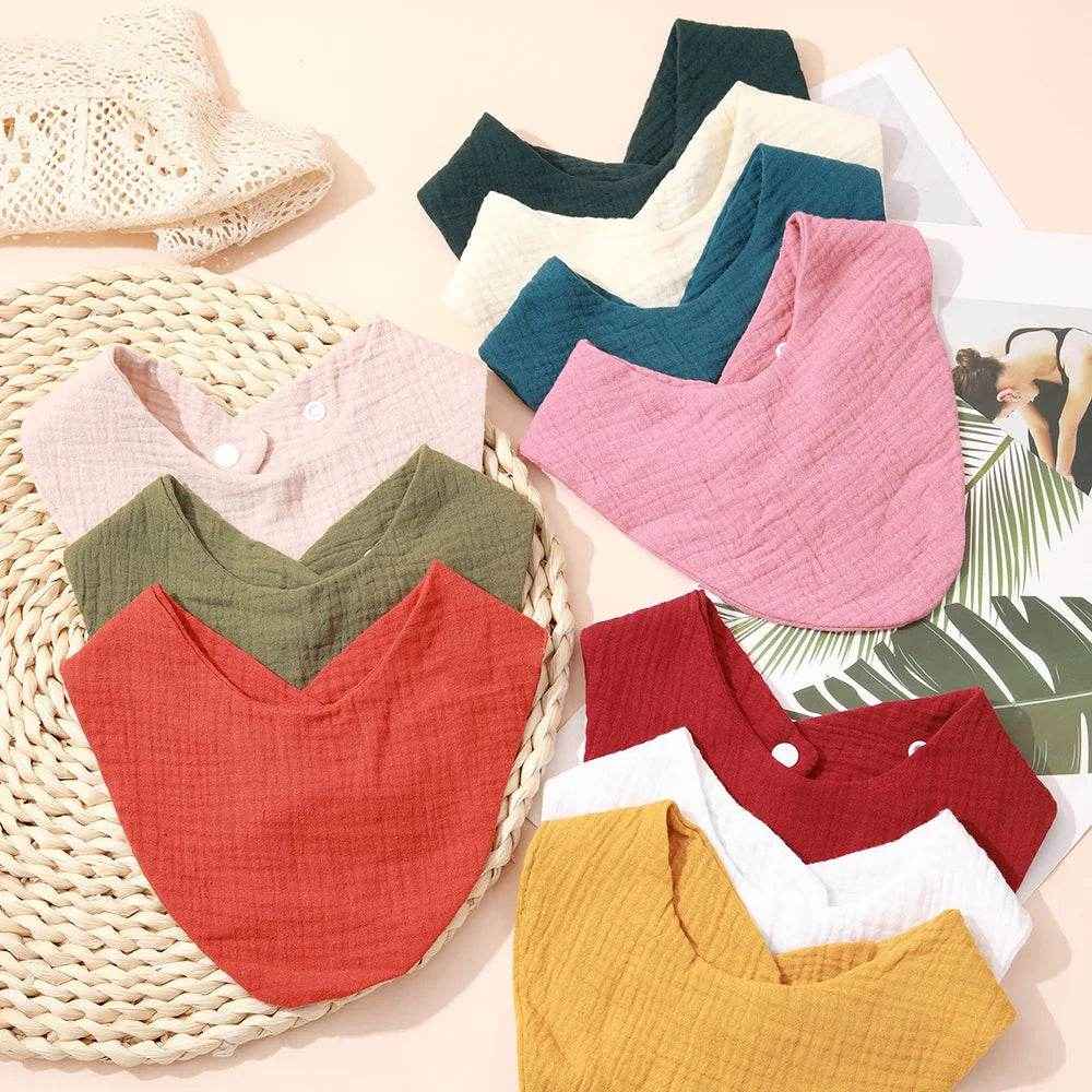 🍼Soft & Stylish! 3-Pack Cotton Bandana Bibs for Happy, Mess-Free Babies - ThiGui