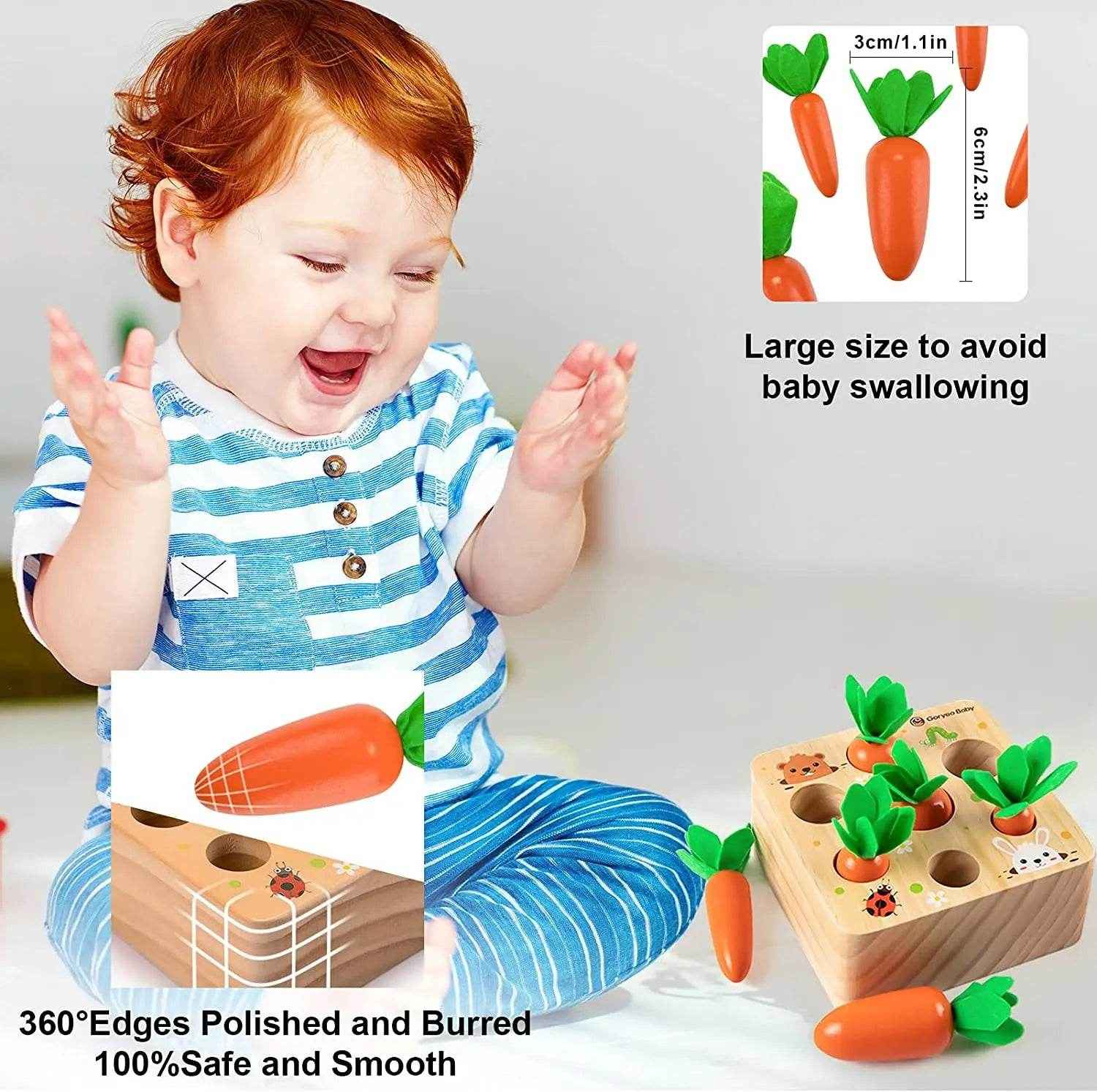 🌳Little Hands Harvest – Wooden Carrot Game for Smart Sorting & Sensory Fun - ThiGui