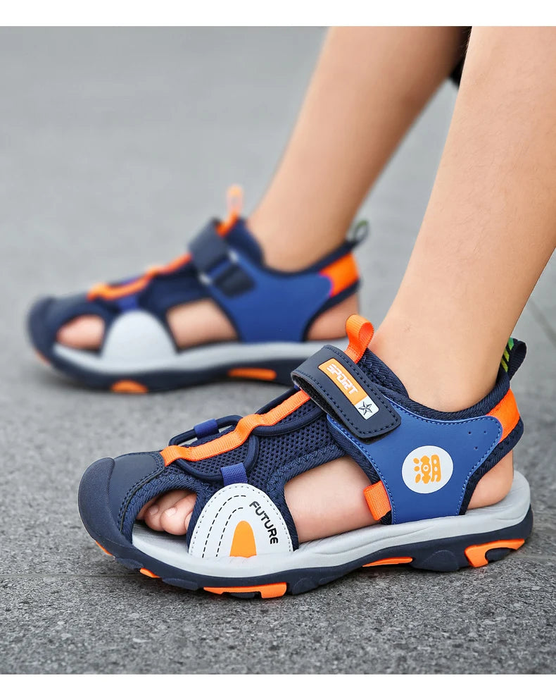 🏝️ Summer-Ready Comfort! Soft Leather Sandals for Boys Who Love to Move 👟☀️ - ThiGui