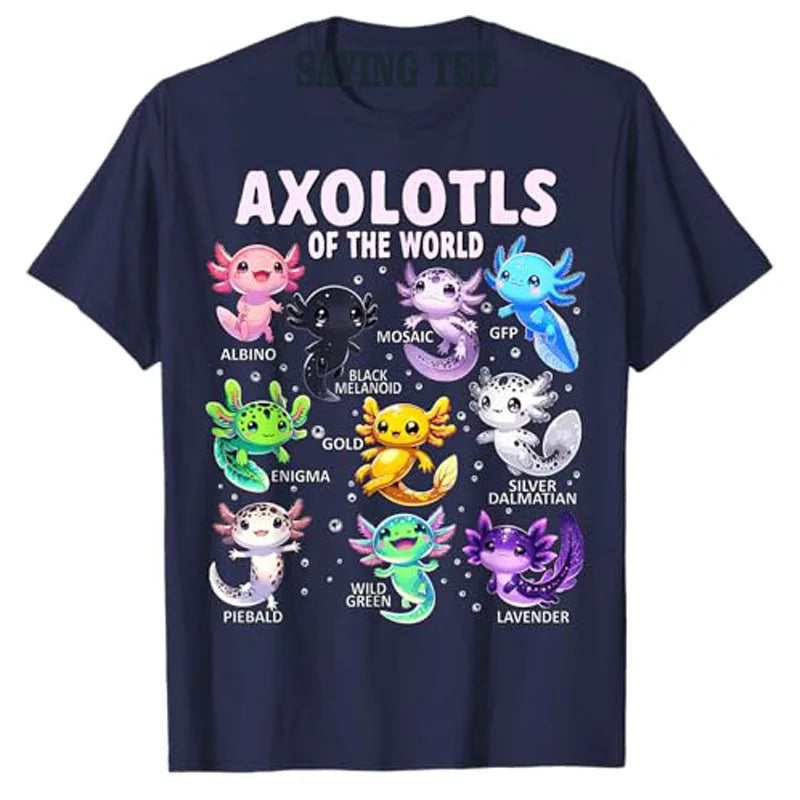 🌈 So Cute It Gills Me! Axolotls of the World T-Shirt for Little Animal Lovers 🐟💕 - ThiGui