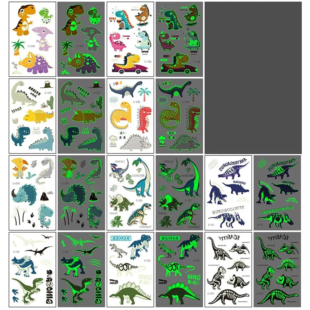 🌟 Glow-Up Tattoos – 10 Fun Flash Tattoo Stickers That Shine in the Dark! 🦖🧜✨ - ThiGui