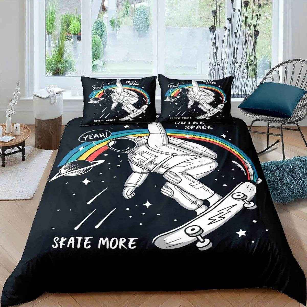 🛸Galaxy Dreams Await! Astronaut Bedding Set for Young Space Adventurers - ThiGui