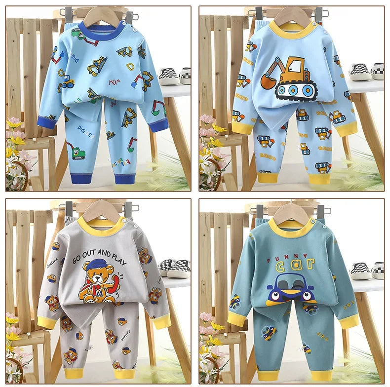 🐻 Cute Bear Pajama Set – Snuggly Autumn Sleepwear for Your Little Cub! 🌙🧒 - ThiGui