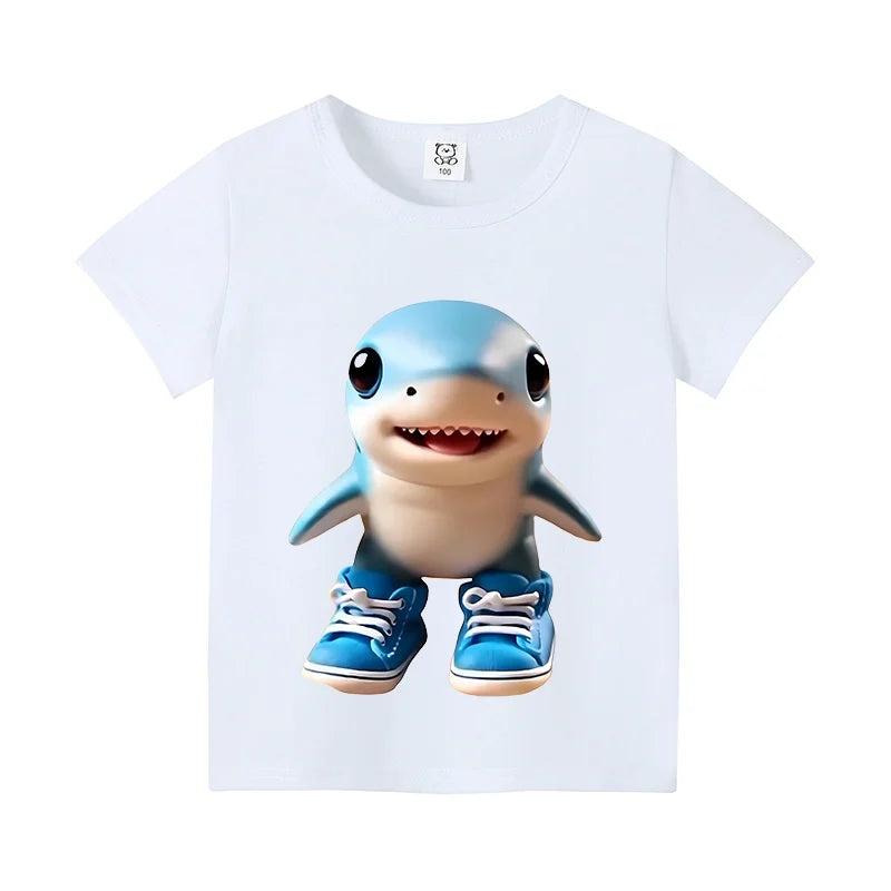 Tung Tung Shark Kids Tee 🦈😄 100% Cotton Brainrot Fun - ThiGui