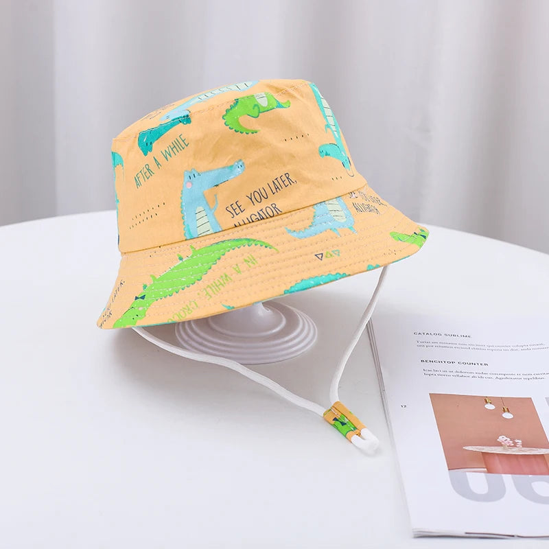 🌞 Sunshine-Ready! Adorable Cartoon Bucket Hat for Babies & Toddlers 🧢🦕 - ThiGui