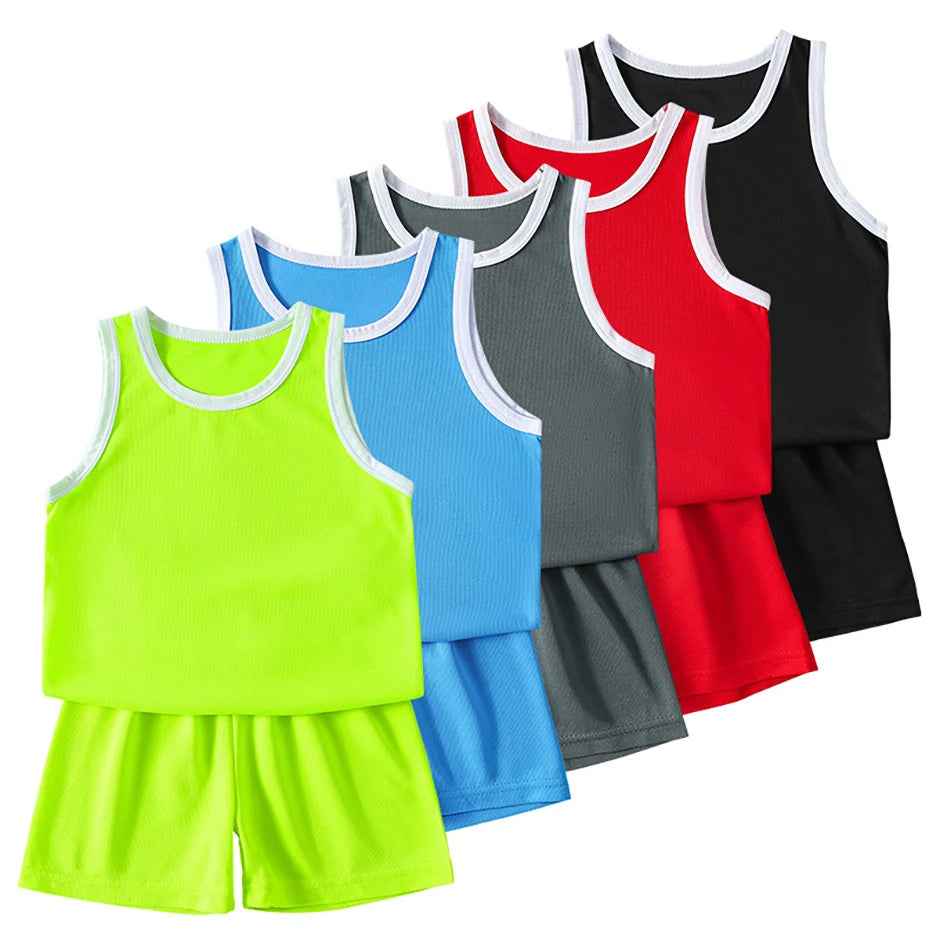 Breezy Summer 2-Piece Set – Quick-Dry Vest & Stretch Shorts for Active Boys on the Go! - ThiGui