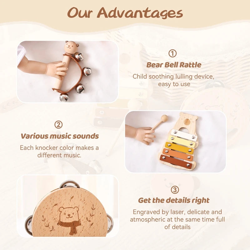 🥁 Montessori Musical Toy Set – Little Hands, Big Sound Adventures! 🎶👶 - ThiGui