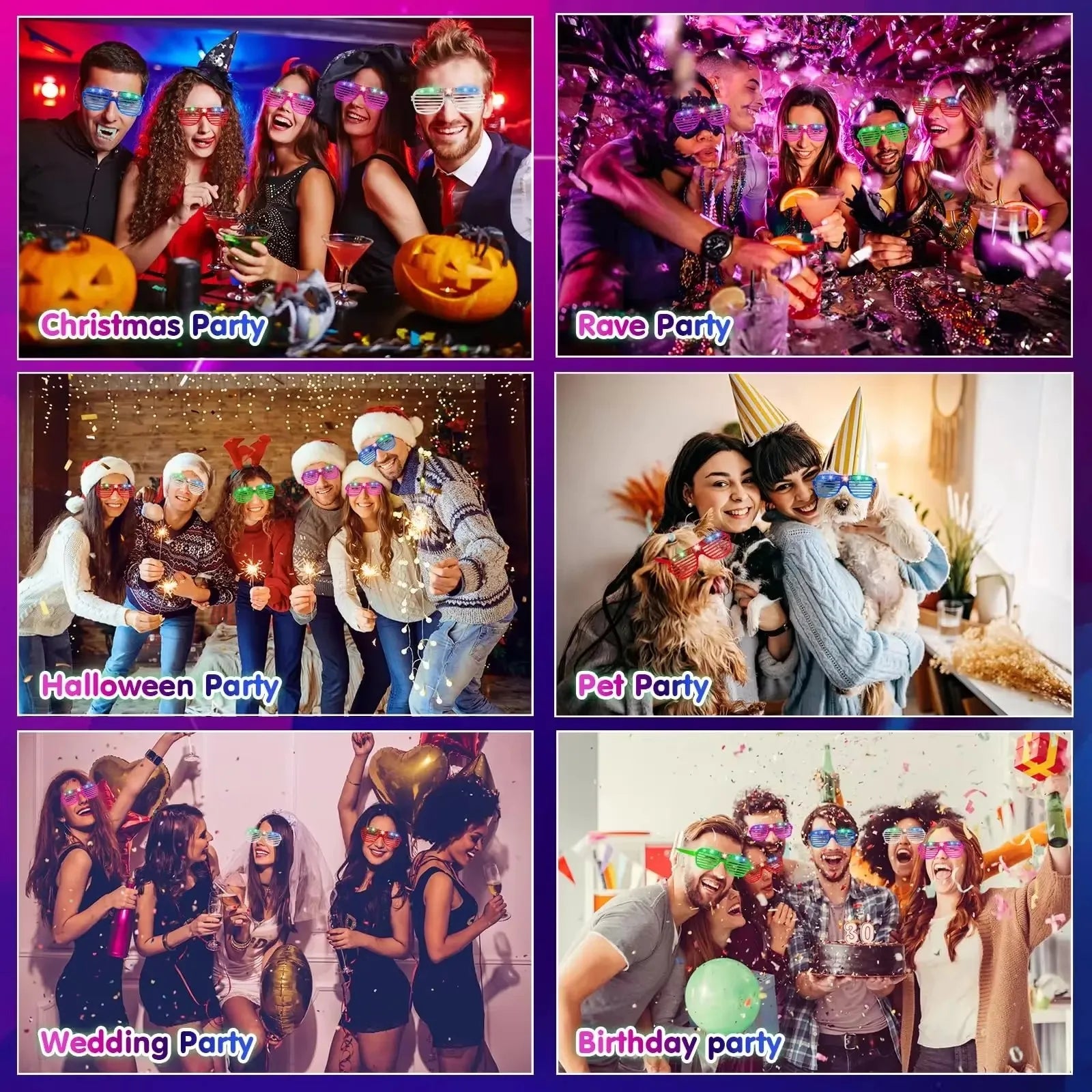 💡 Neon LED Party Glasses 😍 | Glow-in-the-Dark Fun for Birthdays, Festivals & Crazy Nights! 🥳 - ThiGui