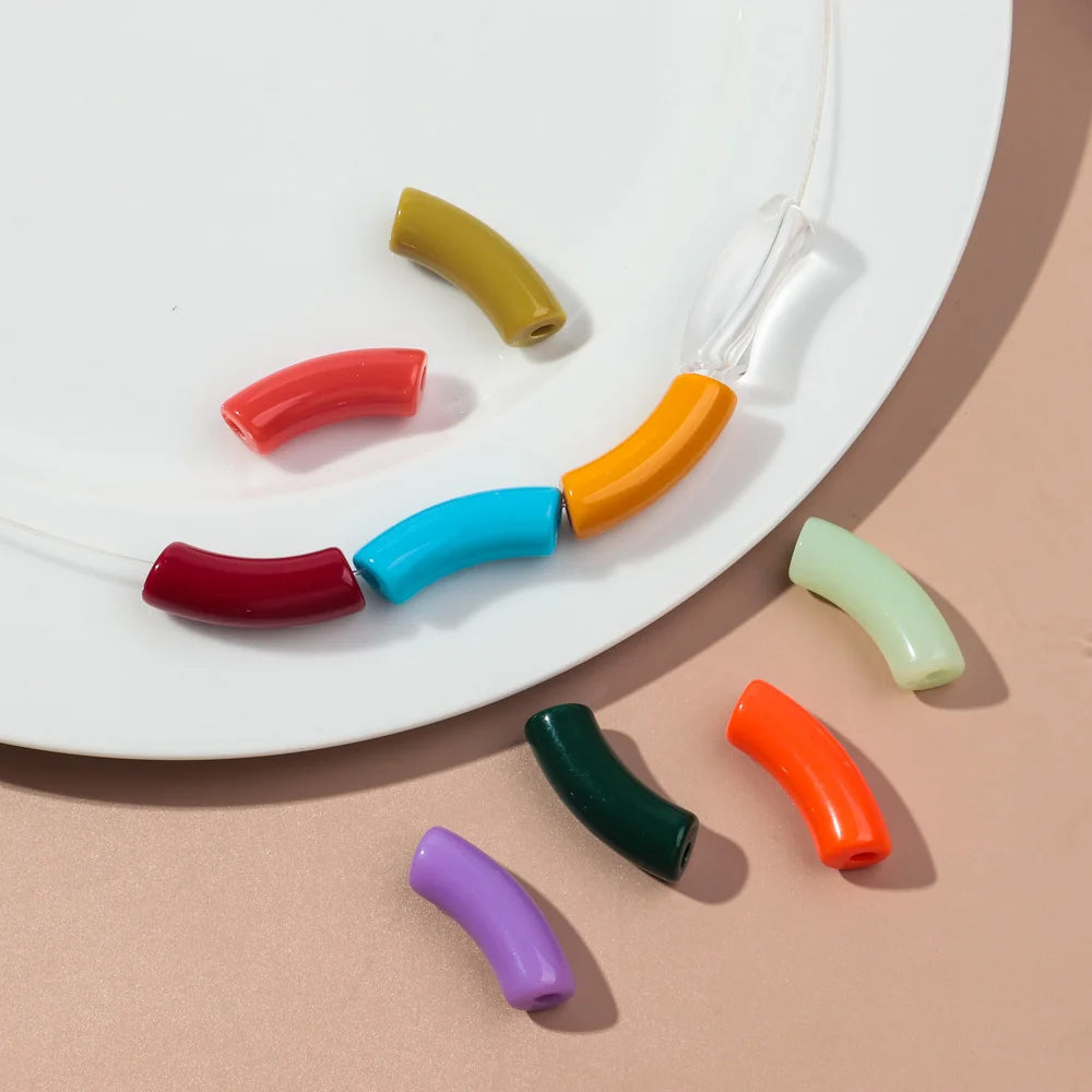 🌈 Lot de 20 Perles Tubes Arc-en-ciel – Idéal pour Créer des Bijoux Colorés et Fun ! 💫🧵 - ThiGui