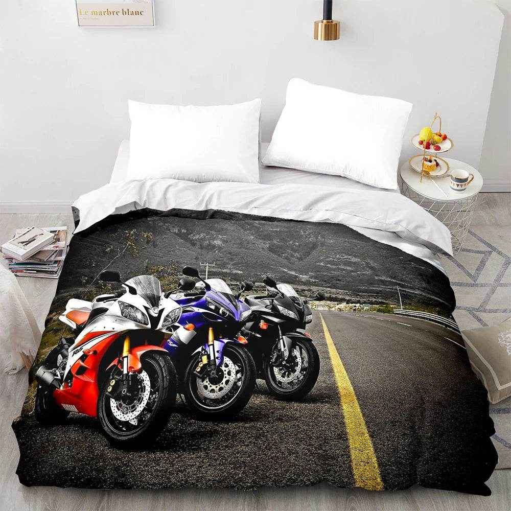 🛏️Zoom Zoom Dreams: 3D Motorcycle Bedding Set for Speed-Loving Boys! 💨 - ThiGui