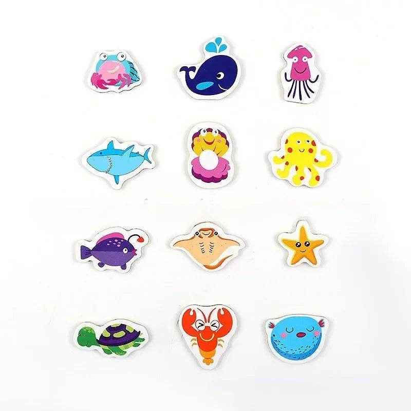 🎣Ocean Friends on the Fridge – Cute Wooden Magnets for Creative Kids’ Play! - ThiGui