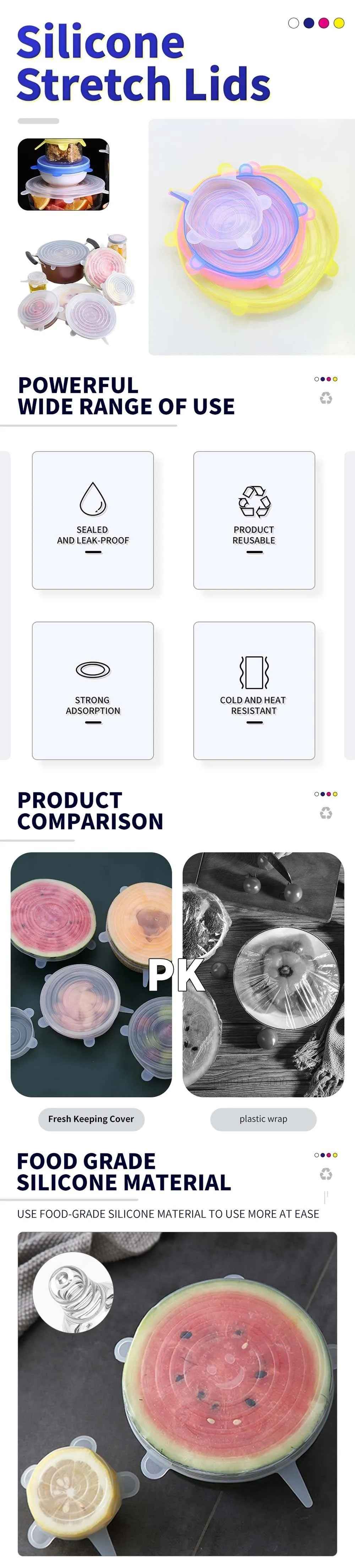 🍽️Stretchy Magic Lids – Say Bye-Bye to Plastic Wrap! - ThiGui