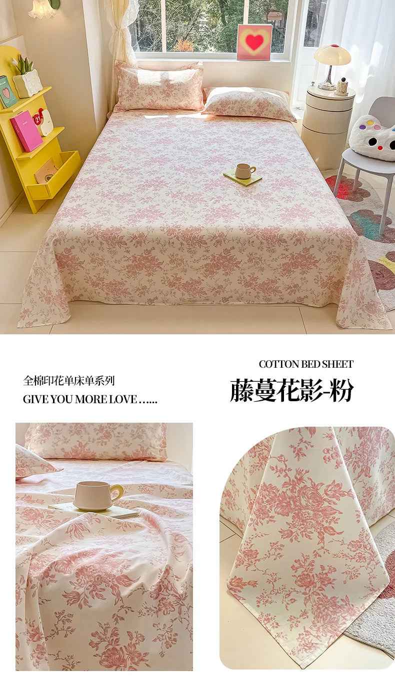 🛏️Fresh Flowers, Sweet Dreams – Soft Cotton Bed Sheet for Kids 🌸 - ThiGui