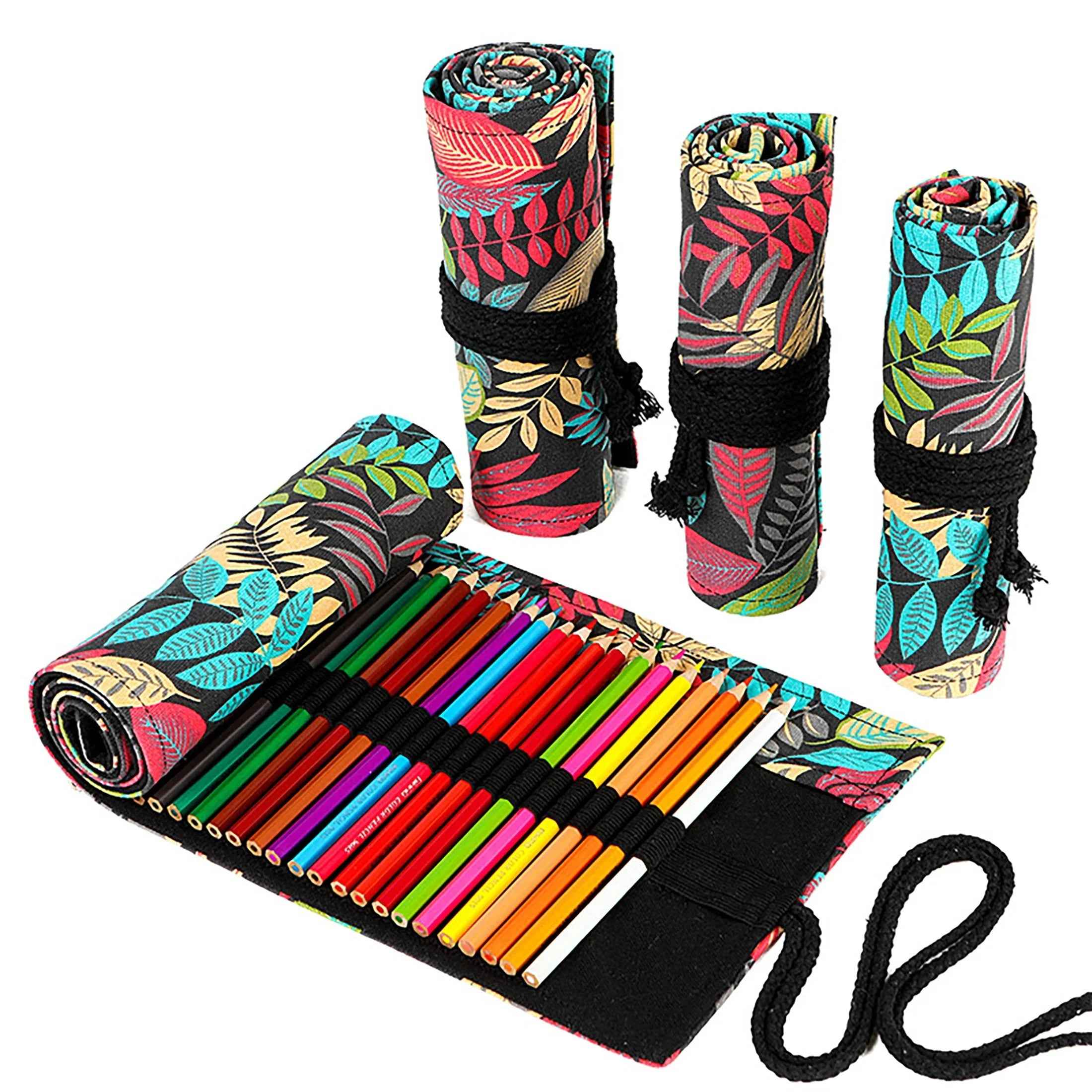 🎨 Jungle Joy! 24-Slot Canvas Pencil Roll for Budding Little Artists - ThiGui