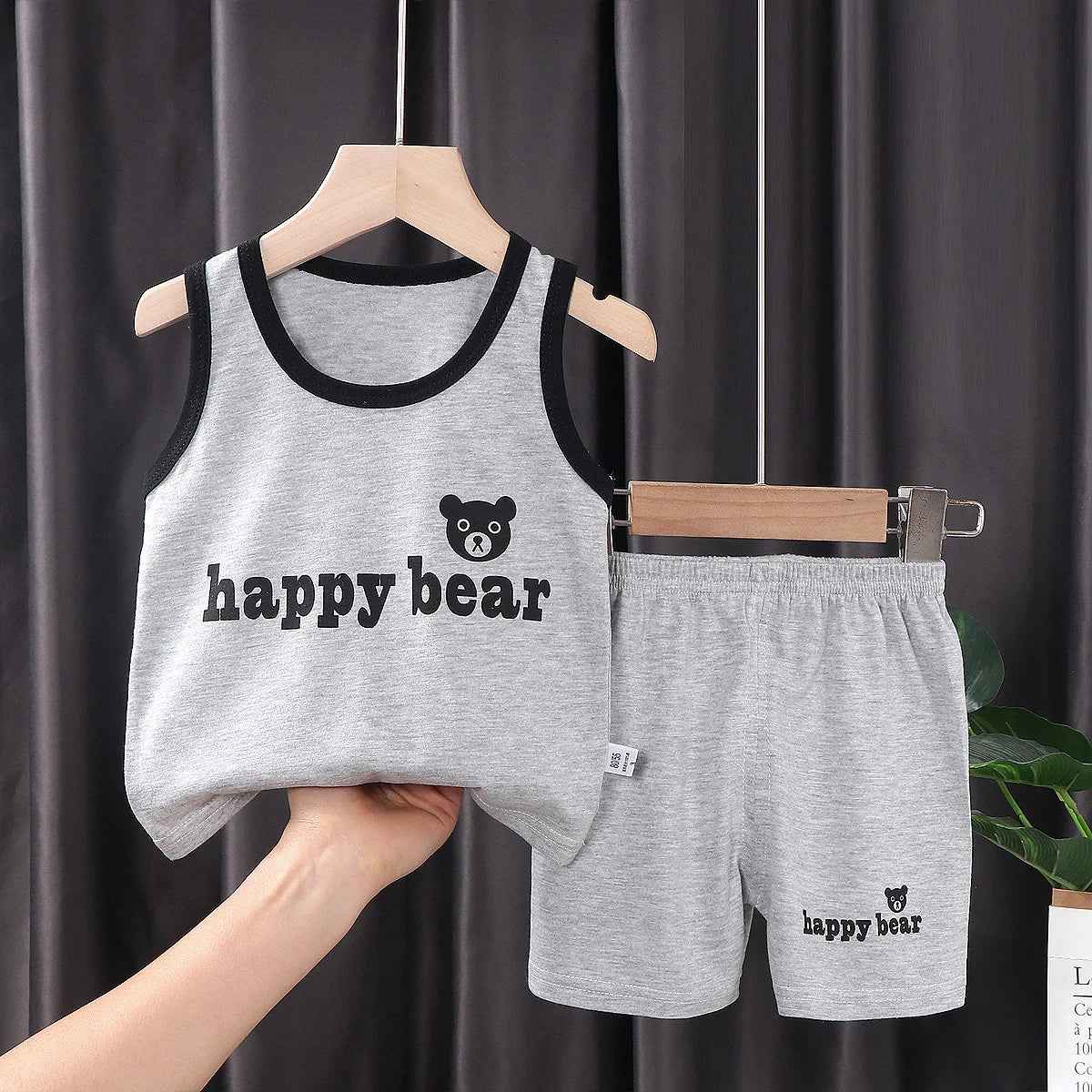 Cool & Comfy! 2-Piece Cotton Vest & Shorts Set for Active Little Boys - ThiGui