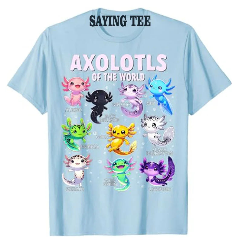 🌈 So Cute It Gills Me! Axolotls of the World T-Shirt for Little Animal Lovers 🐟💕 - ThiGui