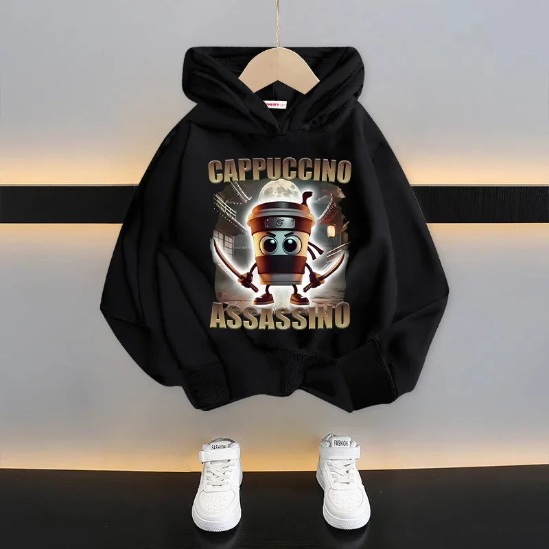 Italian Brainrot Tung Tung Hoodie 😆🧥 Fun Thin Cartoon Sweatshirt for Boys - ThiGui