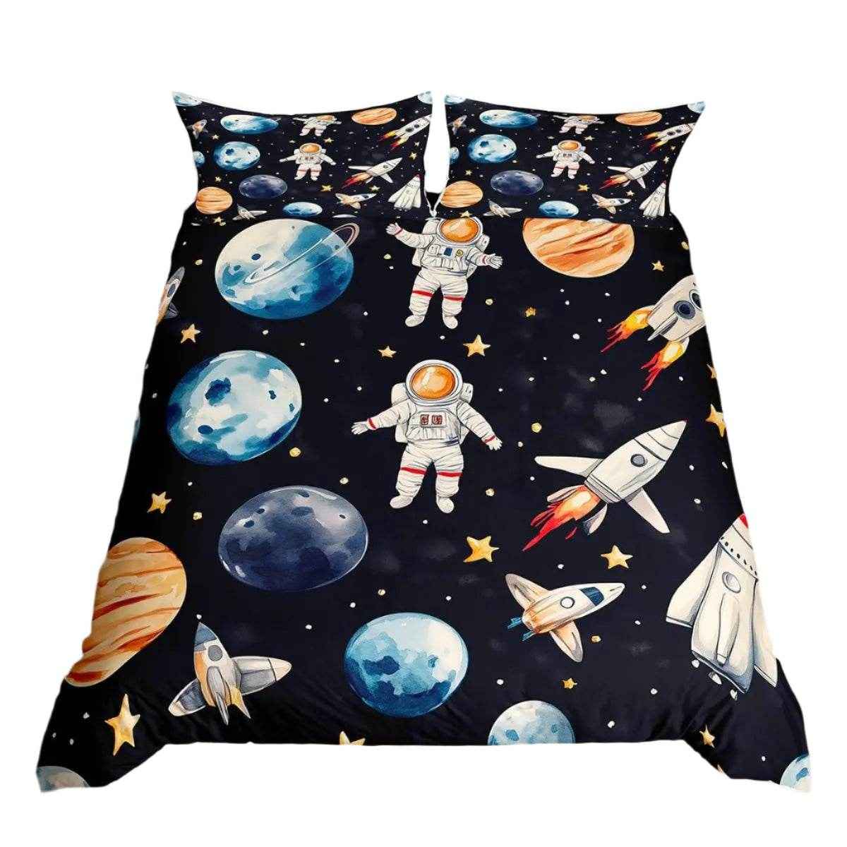 🛸 Cartoon Astronaut Duvet – Soft, Fun & Cozy Bedding for Space-Loving Kids! - ThiGui