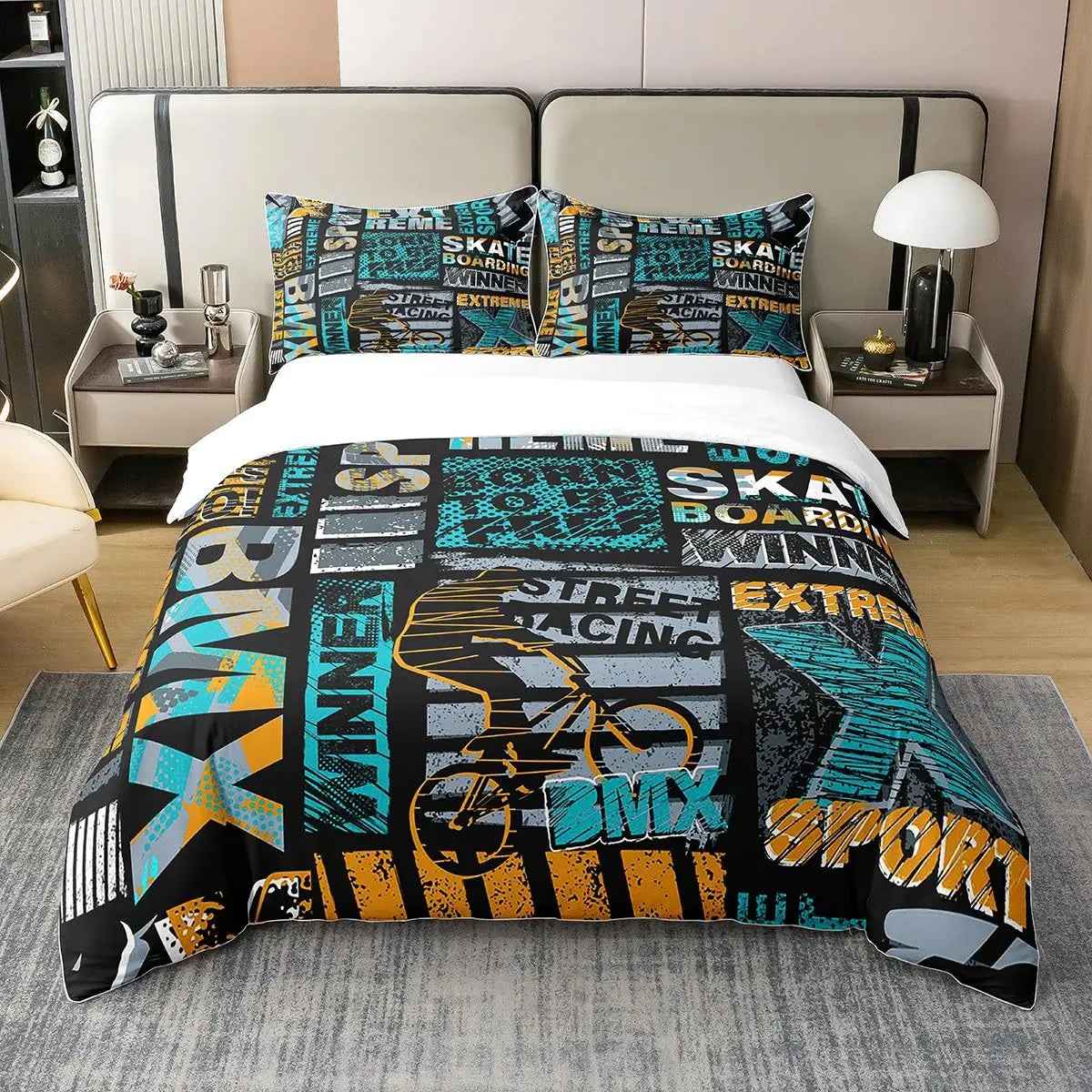 🏁Ready, Set, Sleep! Epic Dirt Bike Bedding for Young Racers 🏍️ - ThiGui