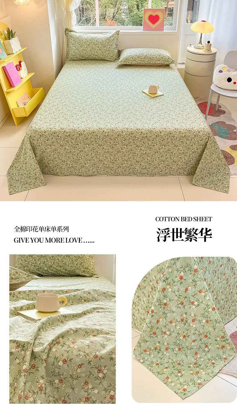 🛏️Fresh Flowers, Sweet Dreams – Soft Cotton Bed Sheet for Kids 🌸 - ThiGui