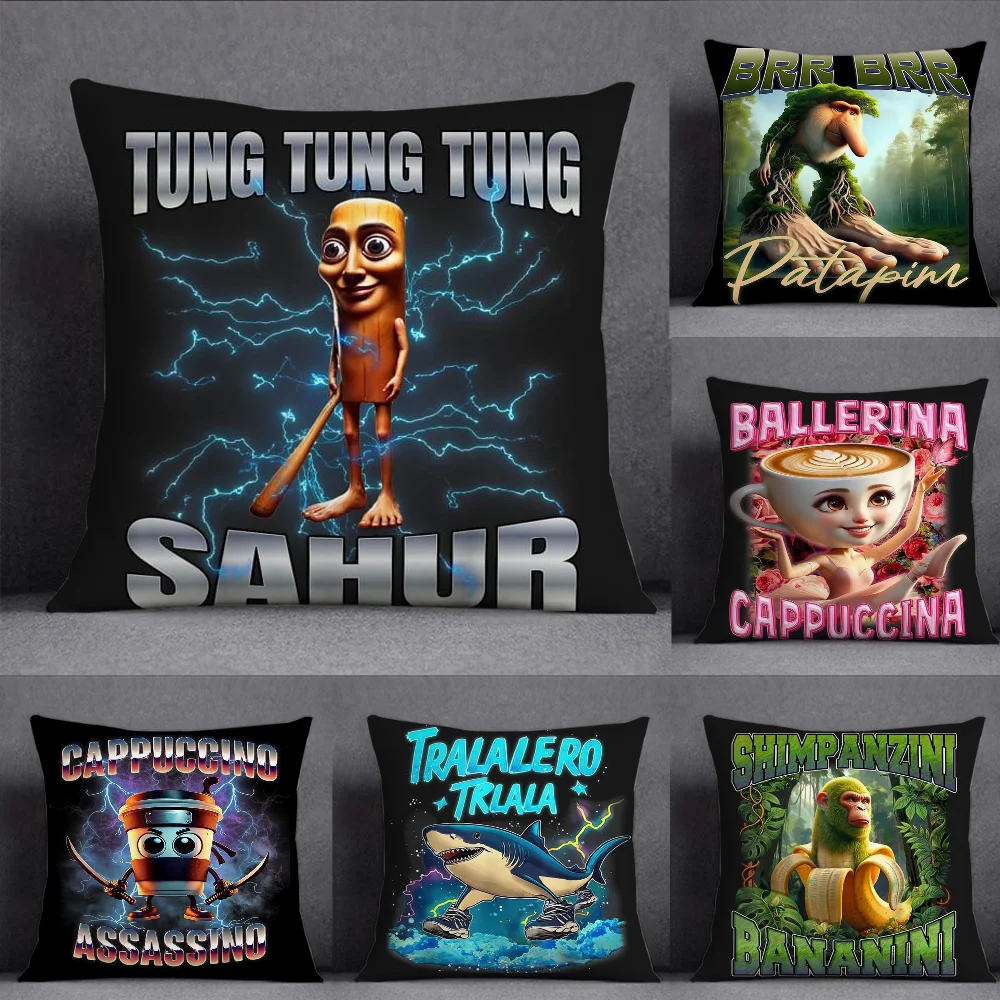 Italian Brainrot Animal Cushion Cover 🛋️✨ Soft Double-Sided Plush Pillow Case - ThiGui