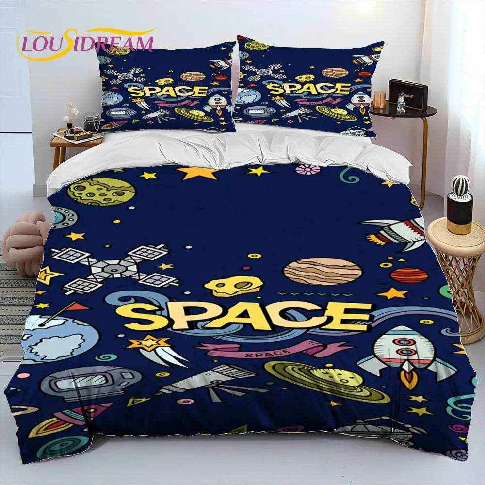 🚀Blast Off to Dreamland! Space-Themed Bedding Set for Future Astronauts - ThiGui