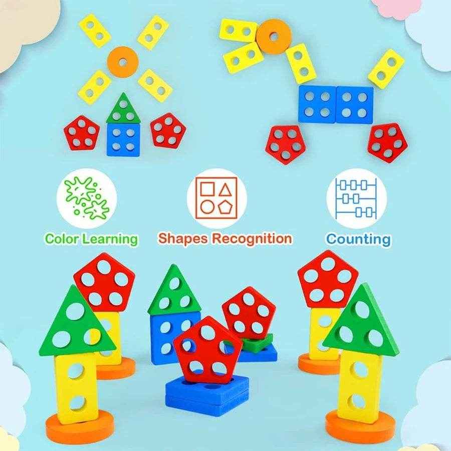 🌳Montessori Magic: Wooden Sorting & Stacking Fun for Curious Little Hands - ThiGui