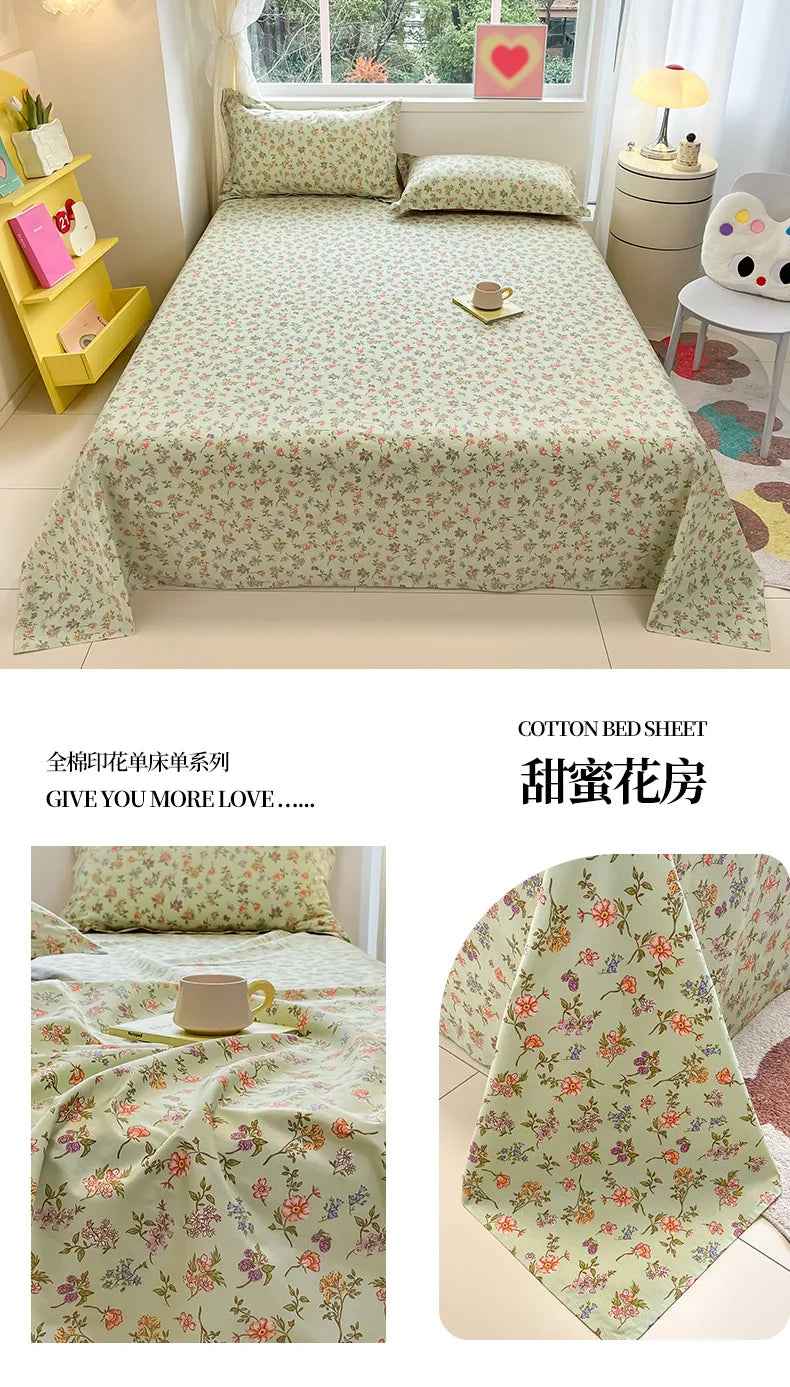 🛏️Fresh Flowers, Sweet Dreams – Soft Cotton Bed Sheet for Kids 🌸 - ThiGui