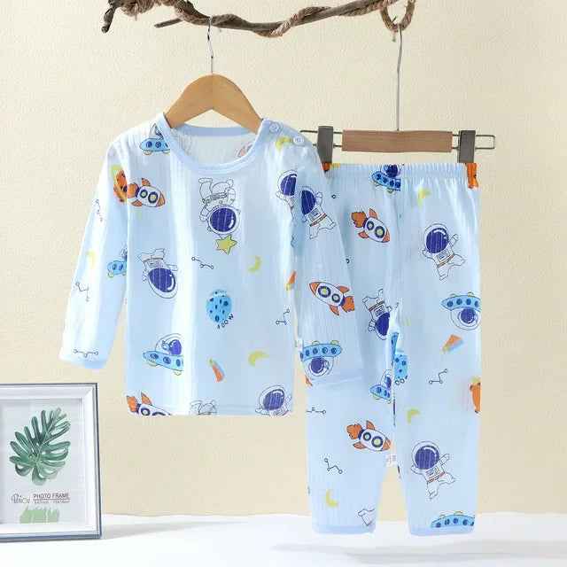 👦🛏️ Soft & Snuggly Cartoon Pyjama Set for Boys – Long & Short Sleeve Options! - ThiGui