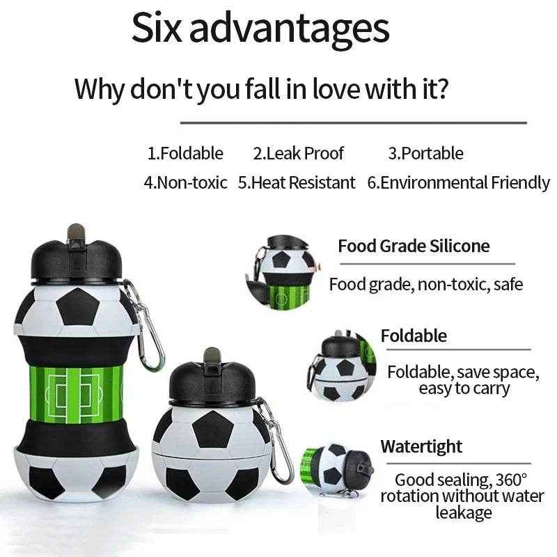 💧Foldable Sports Ball Water Bottle for Boys That’s Fun Practical and Perfect for School or Play - ThiGui