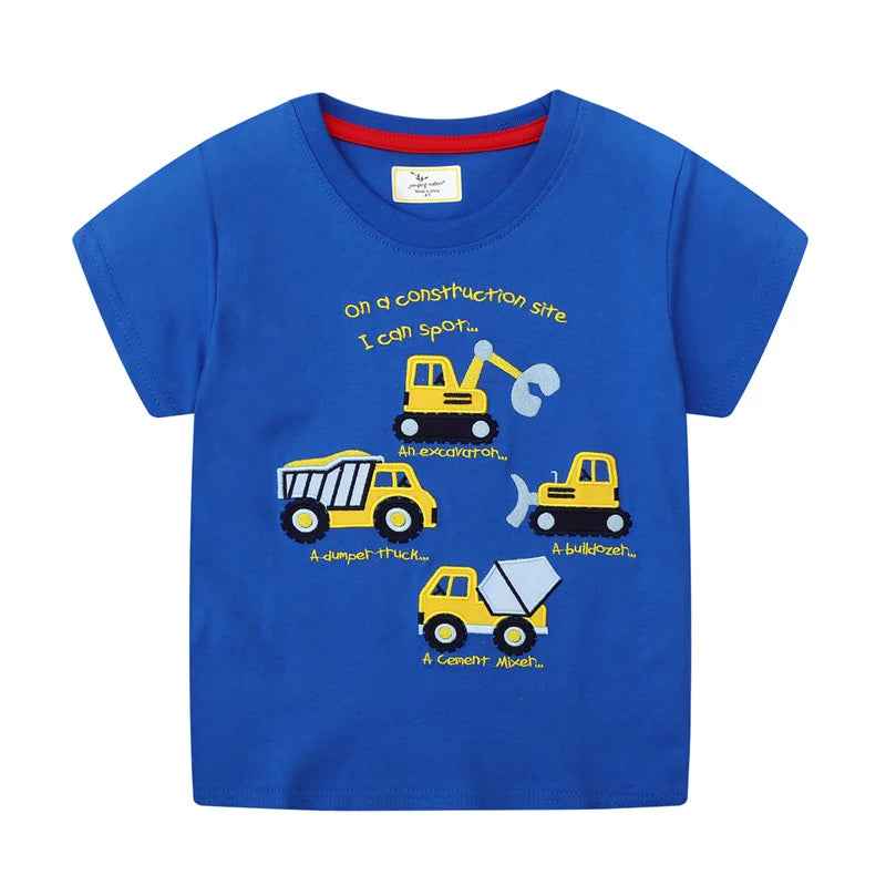 ✈️ High-Flying Style! Embroidered Aircraft Tee for Little Adventurers ☁️ - ThiGui