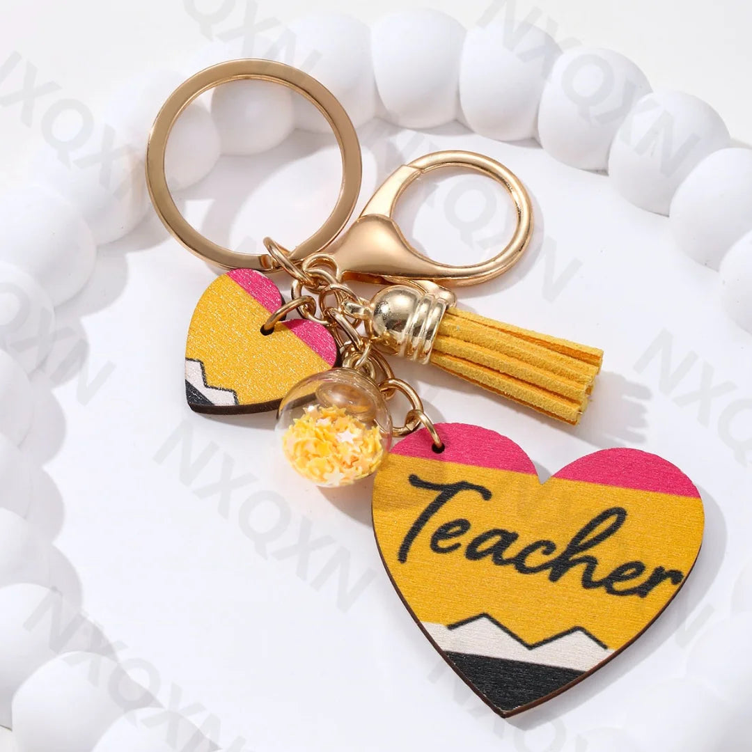 🍎💖 A Little Thank-You with Big Heart – Cute Teacher Keychain Gift 🌈✏️ - ThiGui