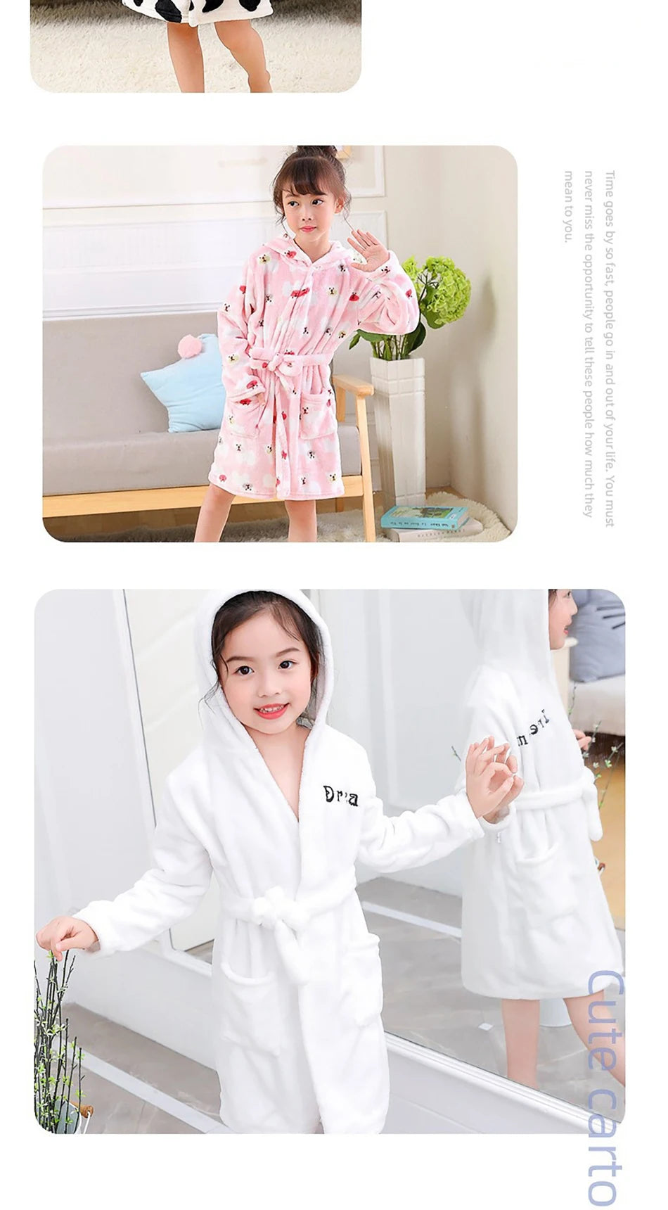🛁 Fluffy Fun After Bath – Cartoon Hooded Flannel Robe for Boys ! 🧼💖 - ThiGui