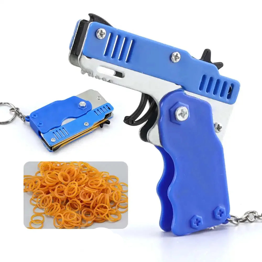 🎯 Mini Rubber Band Gun Keychain 🔫 | 60 Shots of Safe Fun for Boys on the Go! 🚗💨 - ThiGui