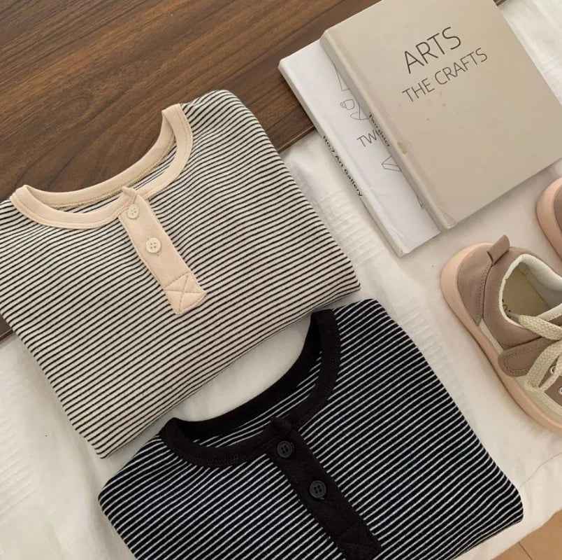 🌟 Autumn Essential! Soft Striped Long Sleeve Tee for Stylish Little Ones 👦👧🍂 - ThiGui