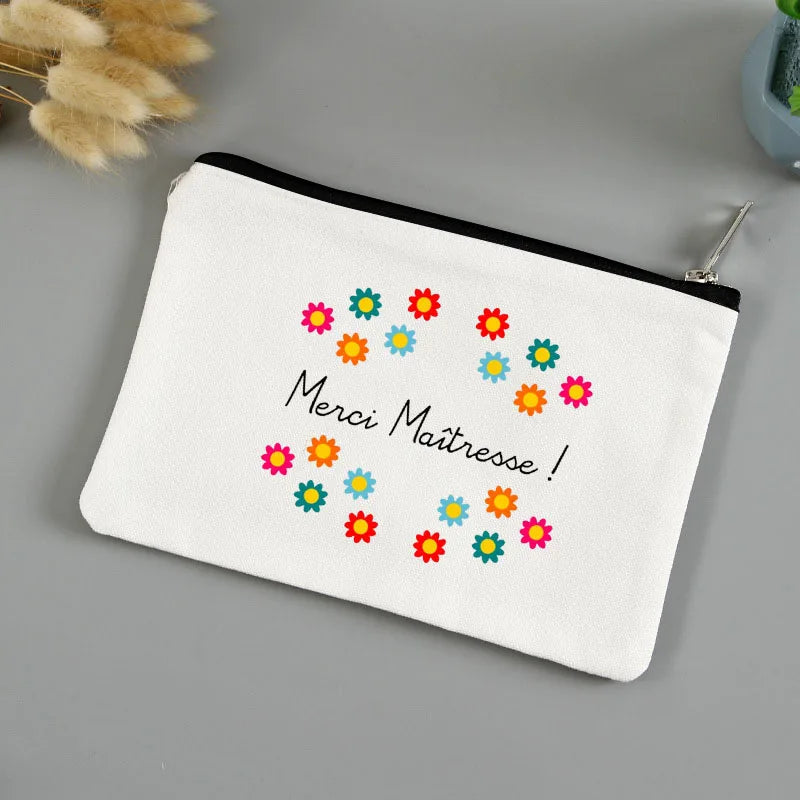 💄🖍️ Merci Maîtresse! Stylish Makeup & Pencil Pouch for Teacher Appreciation 💐🎁 - ThiGui