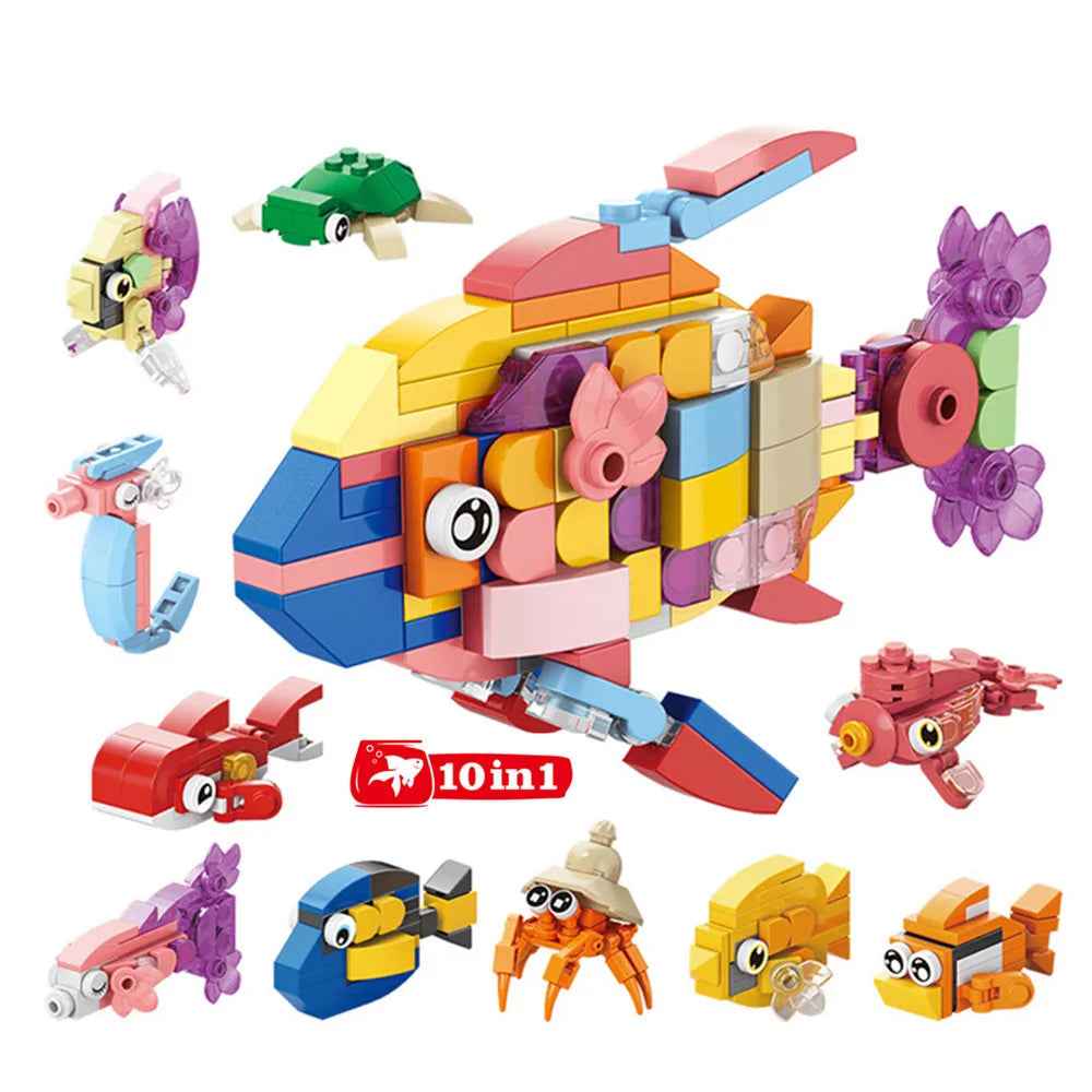 🧱 Animal World Building Blocks – 10-in-1 Fun with Bricks, Beaks & Paws! 🦁🐘🐟 - ThiGui