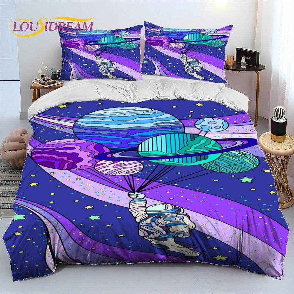 🚀Blast Off to Dreamland! Space-Themed Bedding Set for Future Astronauts - ThiGui