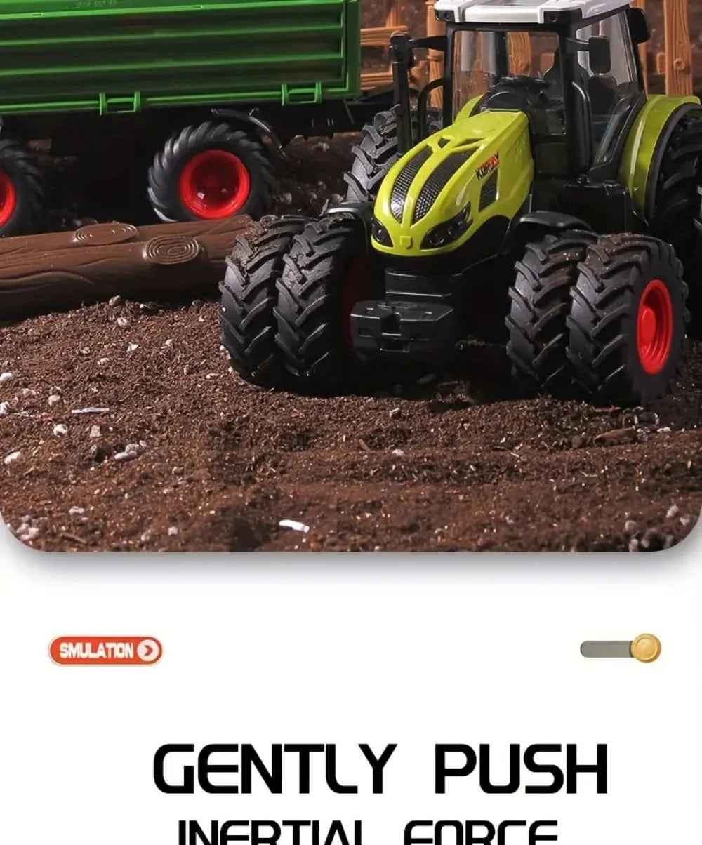 🚜 Big Wheels, Bright Lights – Farm Tractor Toy with Sounds & Trailer Fun! 🎶🌾 - ThiGui