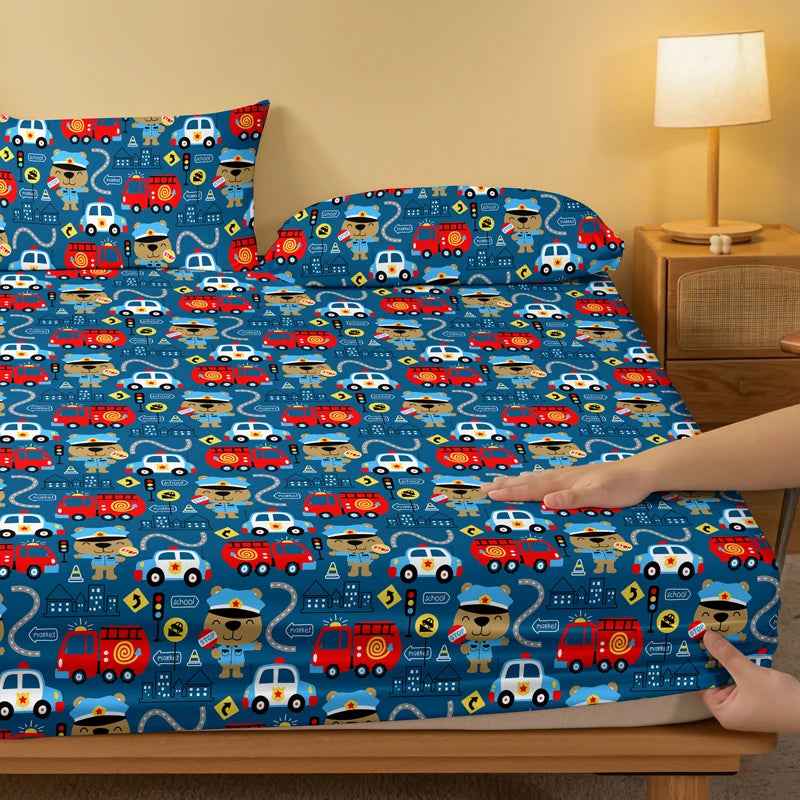 🚑Zoom Off to Bed! Adorable First Aid Car Fitted Sheet for Little Heroes - ThiGui