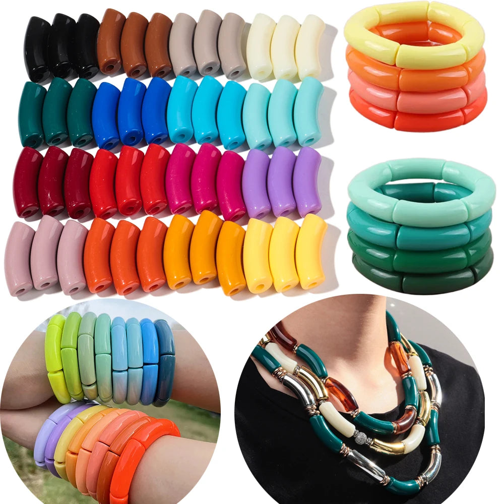 🌈 Lot de 20 Perles Tubes Arc-en-ciel – Idéal pour Créer des Bijoux Colorés et Fun ! 💫🧵 - ThiGui