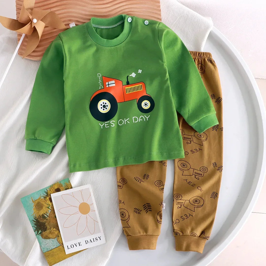 🌙 Cartoon Pajama Set – Soft, Snuggly Sleepwear for Little Dreamers! 🧒🛌 - ThiGui