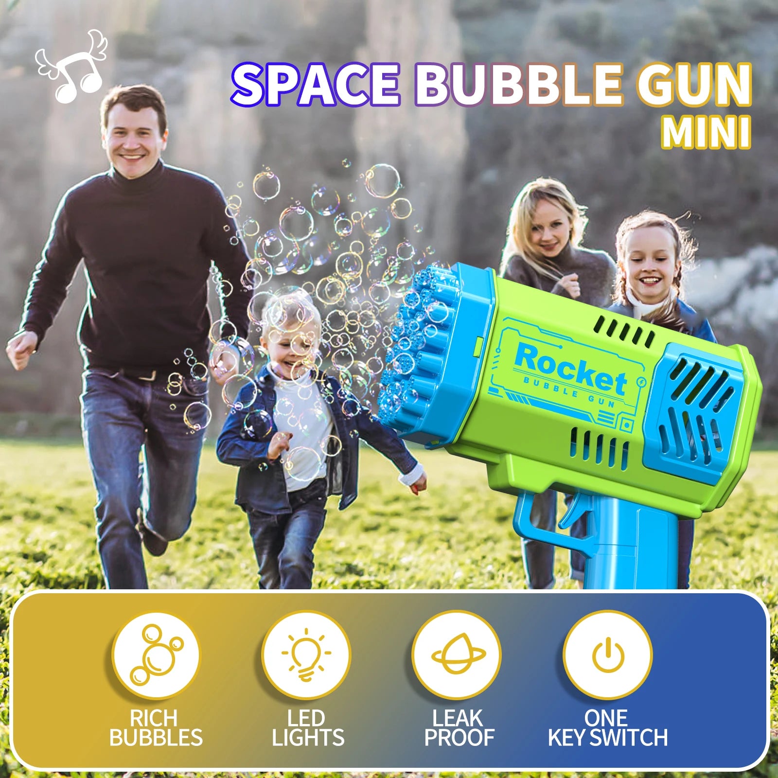 🔫 40-Hole Light-Up Bubble Gun – A Bubble Blast of Fun for Outdoor Play! 🫧 - ThiGui
