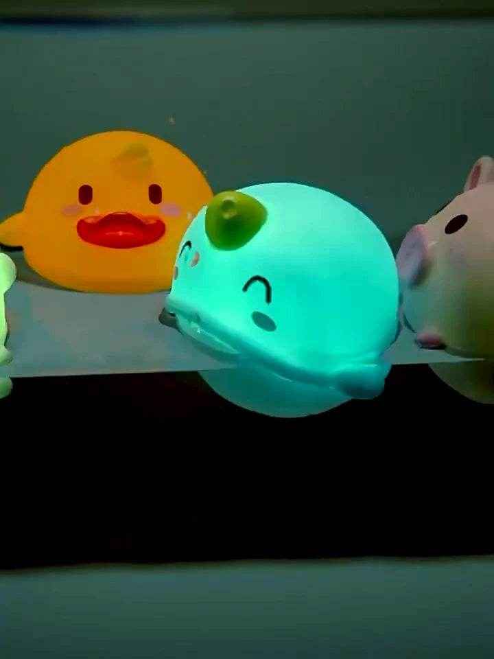 🐳LED Light Up Toys Baby Cute Animals Bath Toy Swimming Water Soft Rubber Float Induction Luminous Duck for Kids Play Funny Gifts - ThiGui