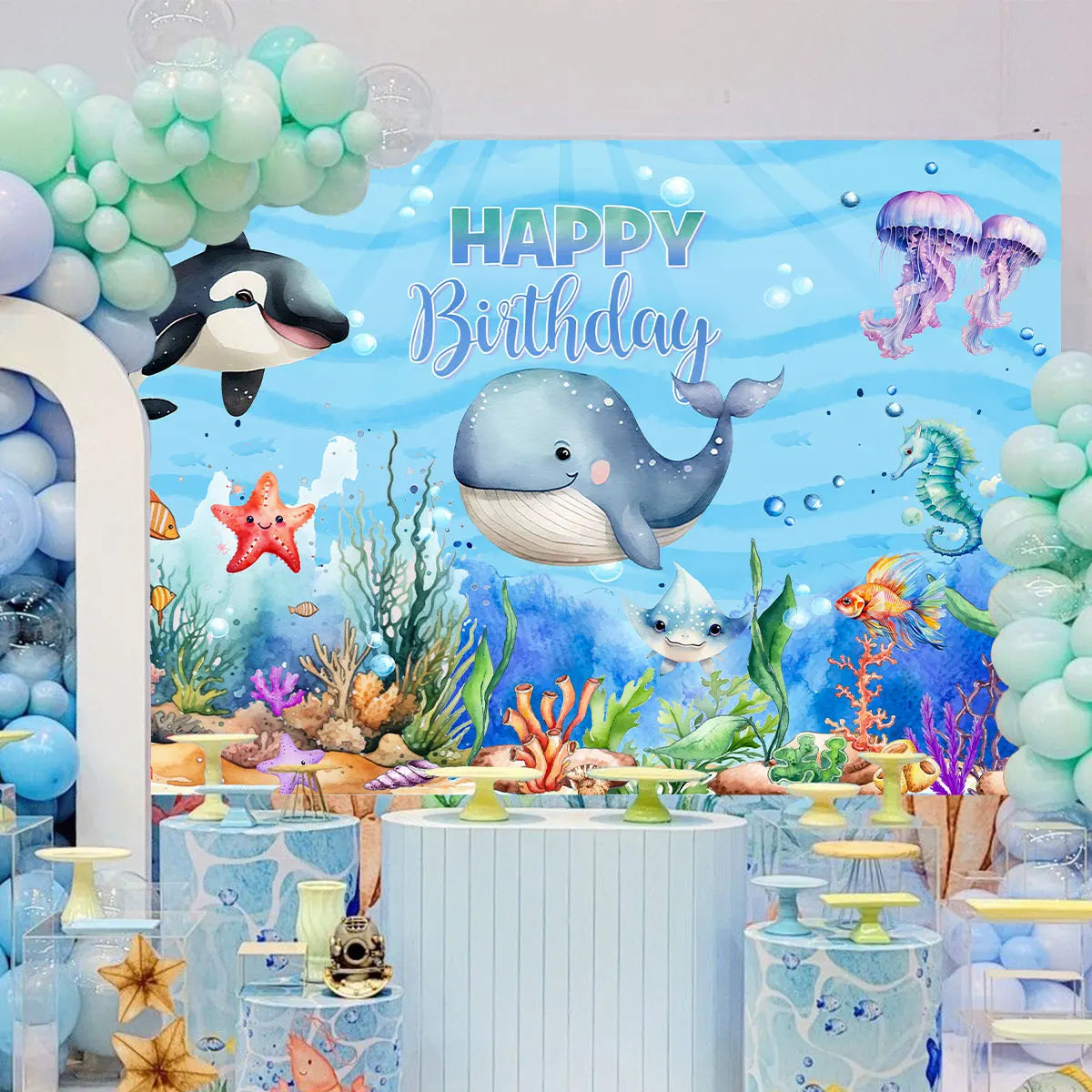🐙🌊 Under the Sea Party Tableware – Ocean Fun for First Birthdays & Baby Showers! 🎂🐢 - ThiGui