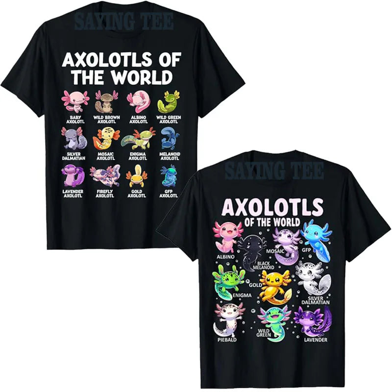 🌈 So Cute It Gills Me! Axolotls of the World T-Shirt for Little Animal Lovers 🐟💕 - ThiGui