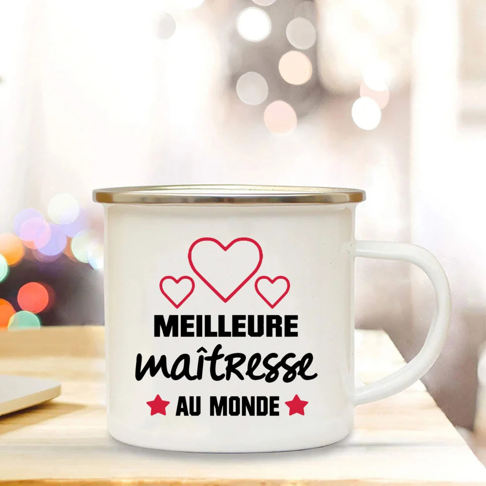 🍎 Super Teacher Enamel Mug – The Perfect Thank You Gift for a Lovely Mistress! 💐 - ThiGui
