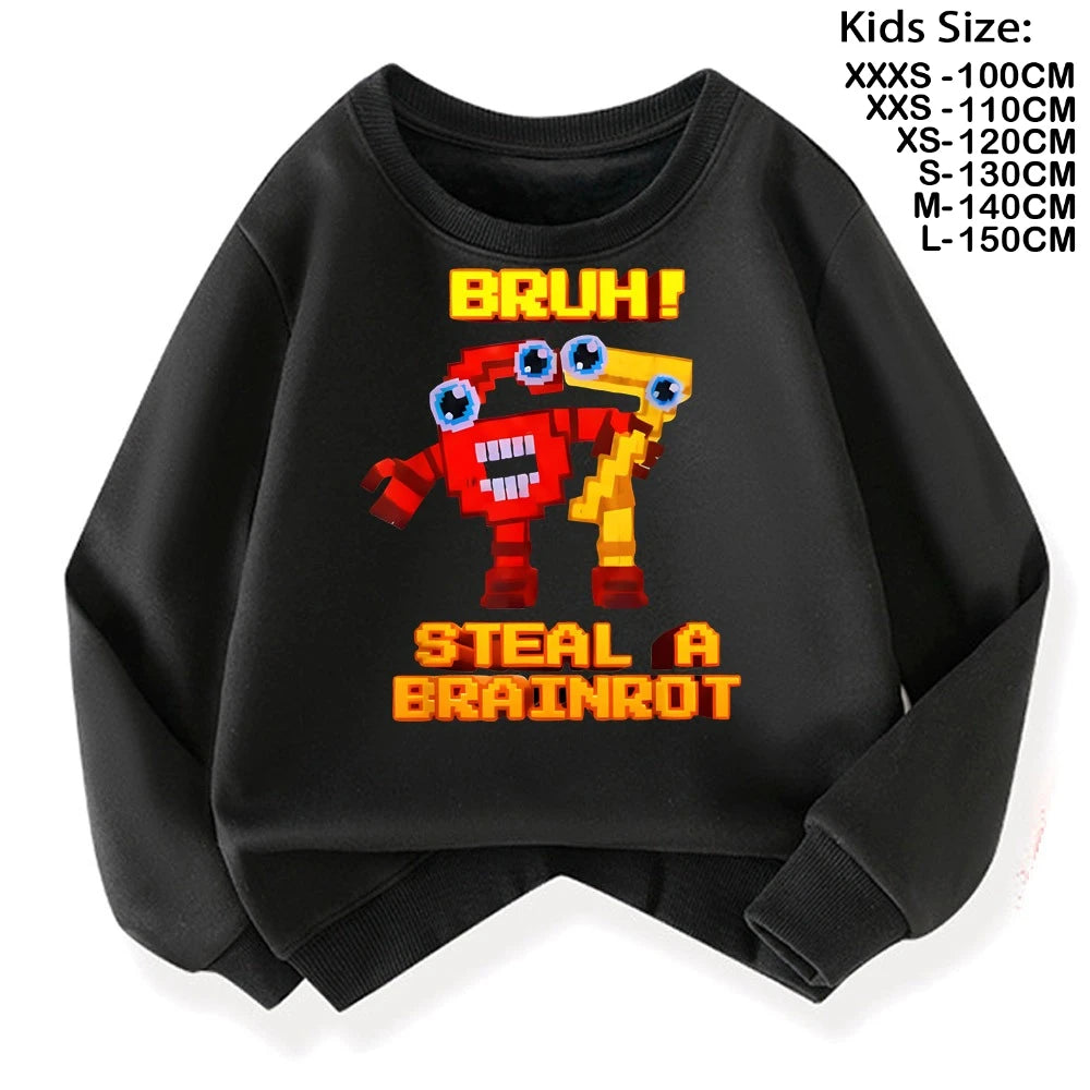 67 Six Seven Brainrot Kids Hoodie 🔥🧥 Warm & Trendy Cartoon Sweatshirt - ThiGui
