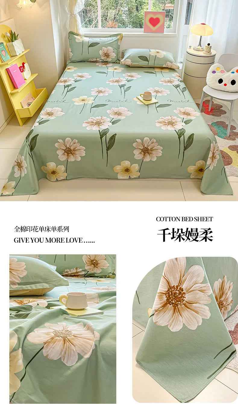 🛏️Fresh Flowers, Sweet Dreams – Soft Cotton Bed Sheet for Kids 🌸 - ThiGui