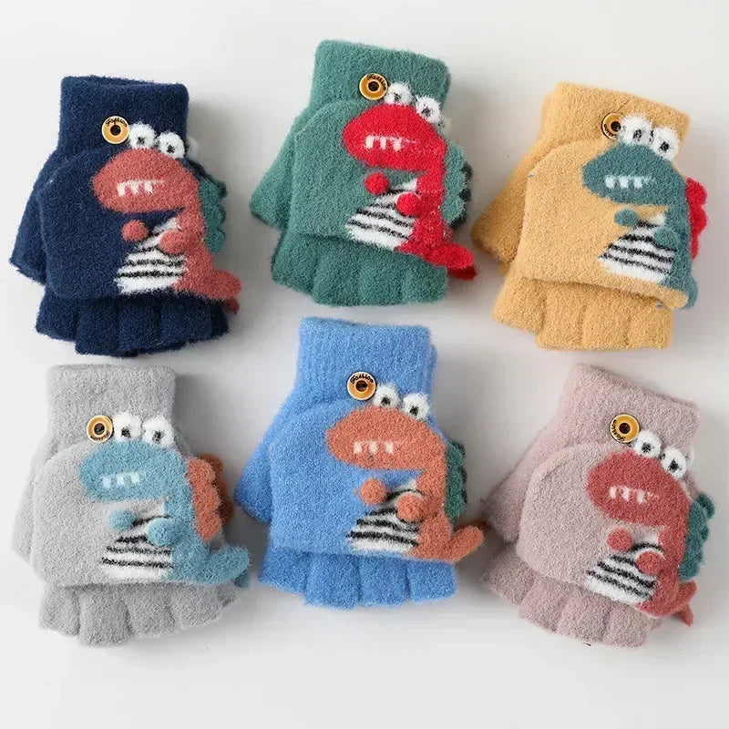 🦕 Dino Flip Gloves – Warm, Fun & Finger-Free for Little Writers! ❄️✋ - ThiGui